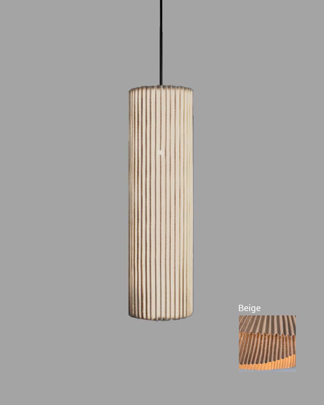 Lámpara colgante Nua mediana en malla de acero beige de diseño minimalista.