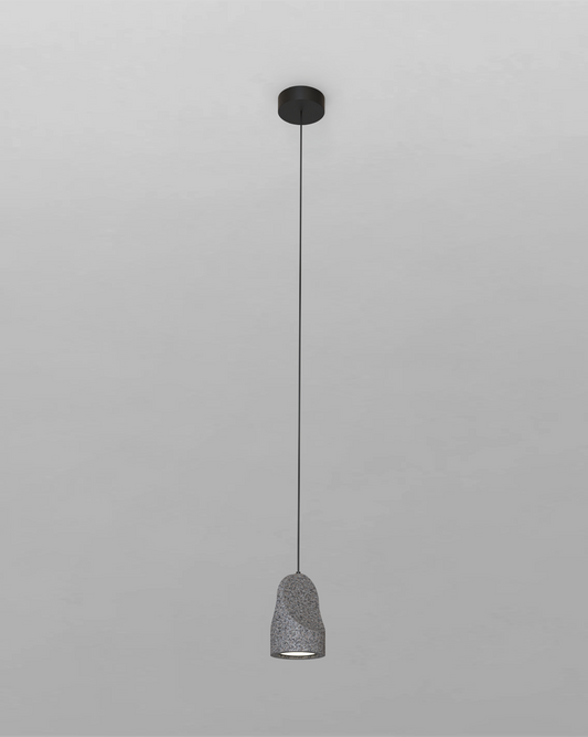 Lámpara colgante de concreto gris moderno, diseño minimalista, iluminación de techo