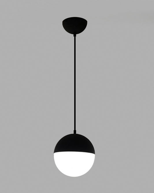 Lámpara colgante esférica de techo, diseño moderno en blanco y negro, iluminación decorativa.