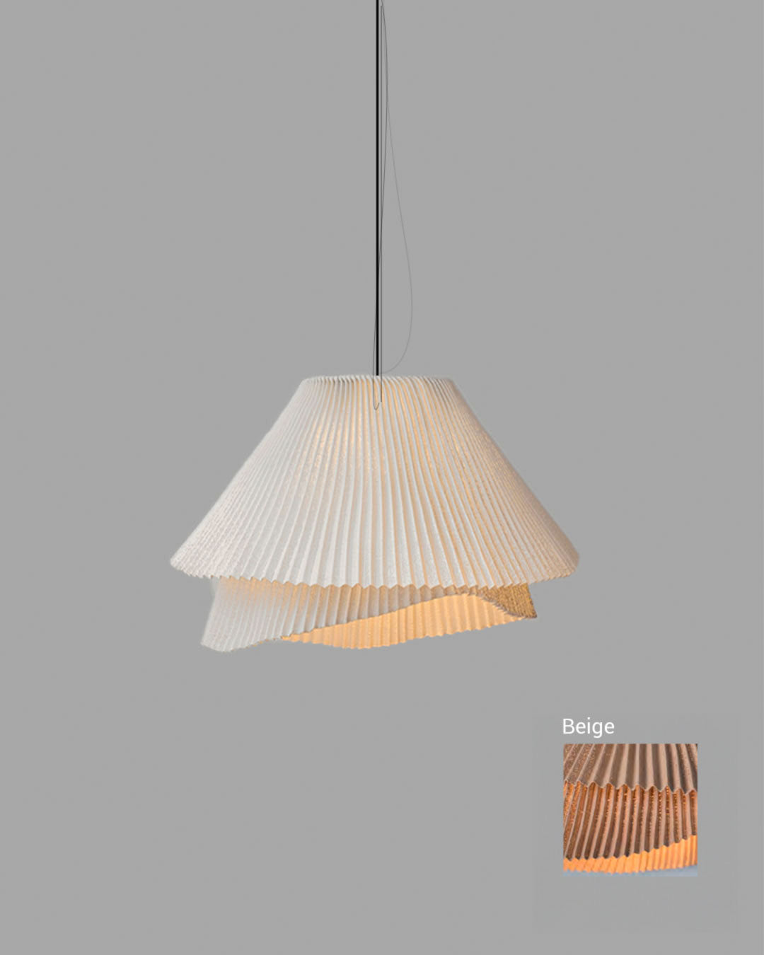 Lámpara colgante grande Tempo en malla de acero color beige.