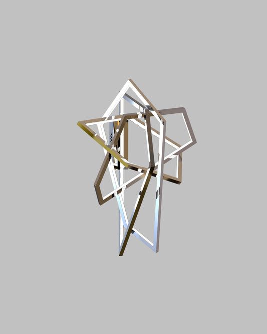 Lámpara decorativa moderna de diseño geométrico en tonos metálicos sobre fondo gris
