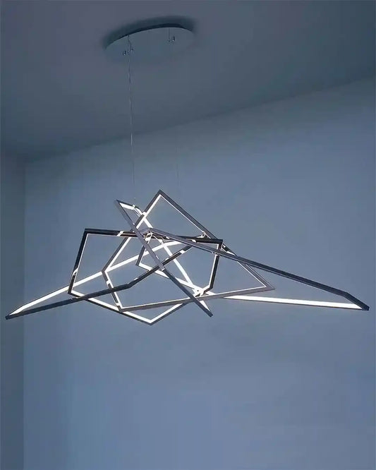 Lámpara colgante moderna geométrica LED en techo blanco, iluminación decorativa Birot MX