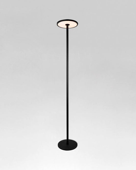 Lámpara de piso moderna de metal negro con luz LED, diseño minimalista para interiores