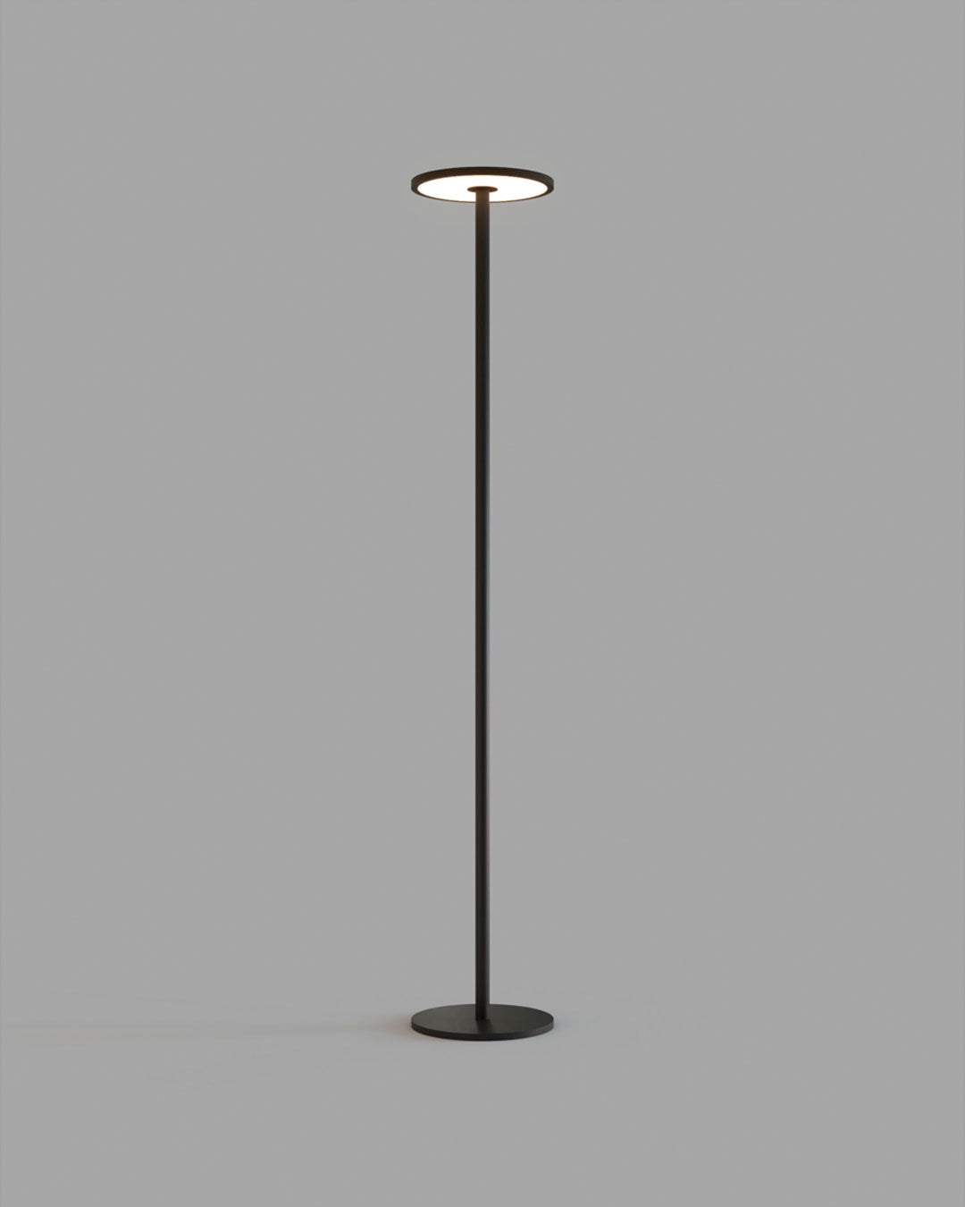 Lámpara de piso moderna de metal negro con luz LED, diseño minimalista para interiores