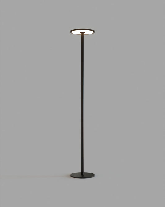 Lámpara de piso moderna de metal negro con luz LED, diseño minimalista para interiores