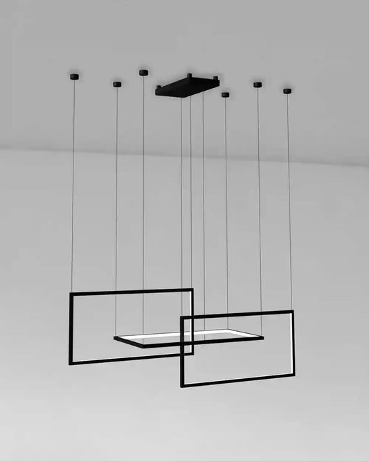 Lámpara colgante moderna rectangular negra, diseño minimalista, iluminación boutique Birot MX