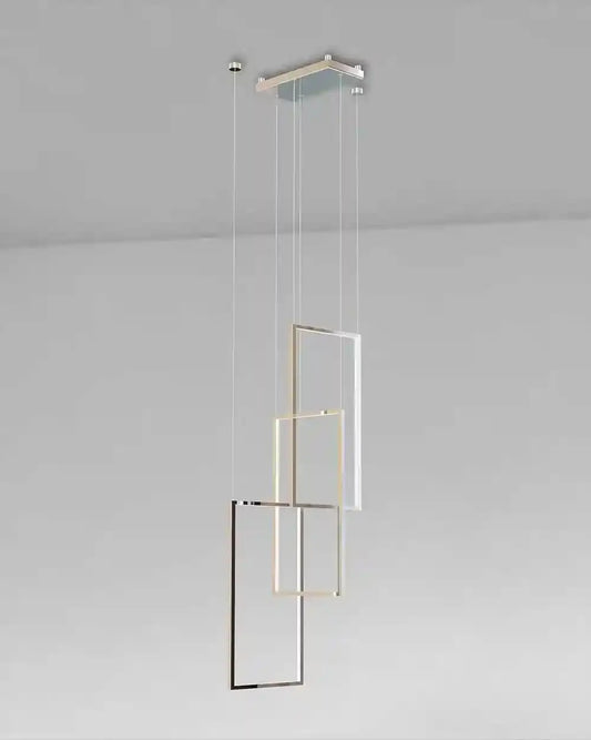 Lámpara colgante moderna geométrica dorada y blanca de Birot MX, boutique de iluminación.