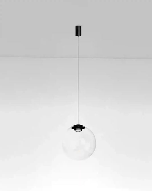 Lámpara colgante esférica de vidrio transparente con base negra, iluminación moderna Birot MX