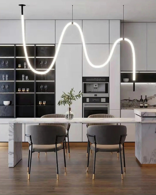Lámpara de diseño moderno ondulado en comedor elegante, iluminación Birot MX