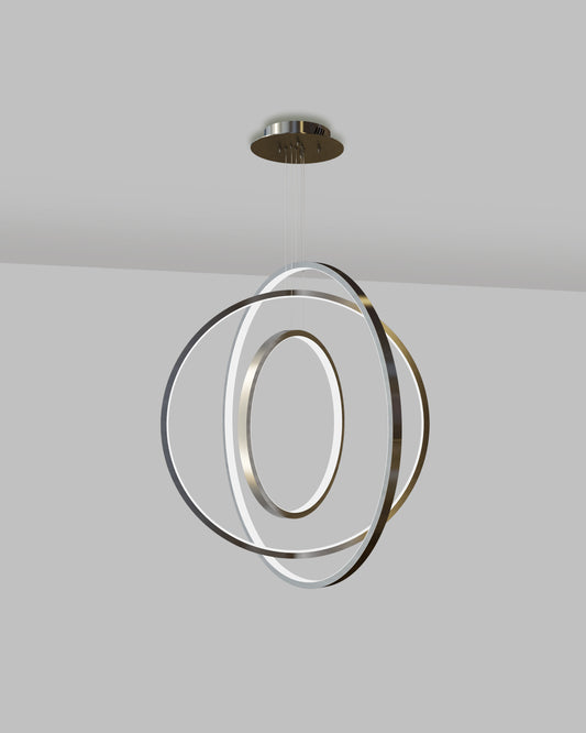 Lámpara de techo moderna con aros LED suspendidos, diseño minimalista para interiores