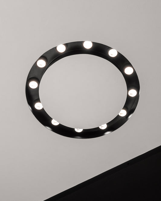 Lámpara de techo circular negra con focos LED modernos, iluminación decorativa