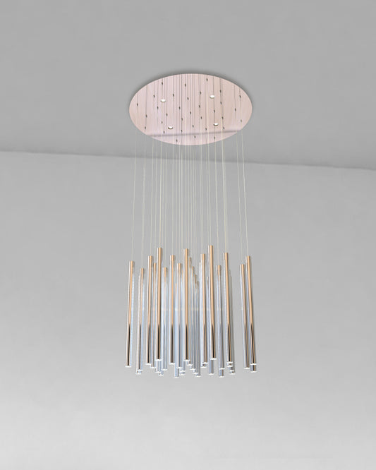 Lámpara colgante moderna de tubos cromados para techo, iluminación decorativa elegante