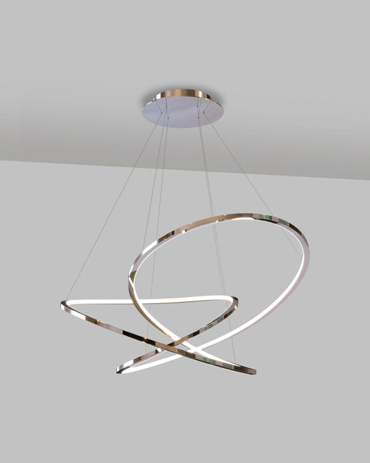Lámpara colgante moderna de aros LED dorados, iluminación decorativa de techo