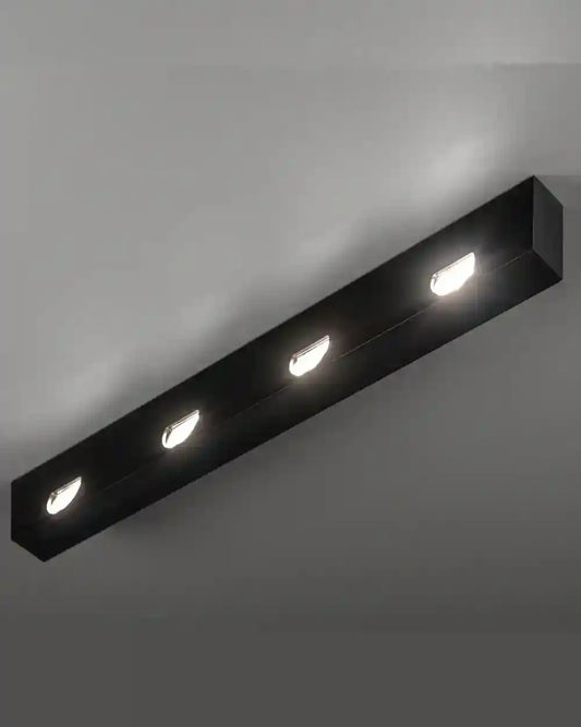 Lámpara de techo negra moderna con cuatro focos LED encendidos, iluminación Birot MX