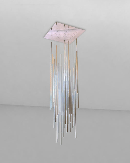 Lámpara decorativa colgante moderna de techo con tubos cromados en cascada